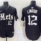 Francisco Lindor New York Mets #12 Black 'Gotham Gothic Edition' Stitched Jersey