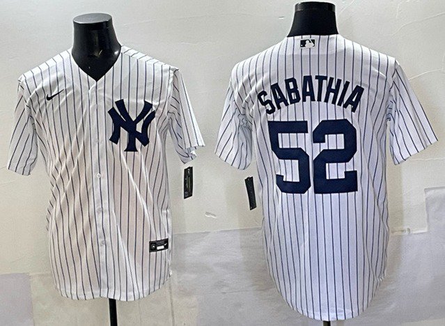 C.C. Sabathia New York Yankees #52 White Jersey Stitched