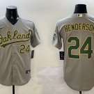 Ricky Henderson Oakland Athletics #24 Gray With Patch Stitched Jersey