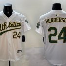 Ricky Henderson Oakland Athletics #24 With Patch Stitched Jersey White