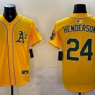 Ricky Henderson Oakland Athletics #24 With Patch Stitched Jersey Yellow