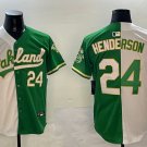 Ricky Henderson Oakland Athletics #24 With Patch Stitched Jersey White Green