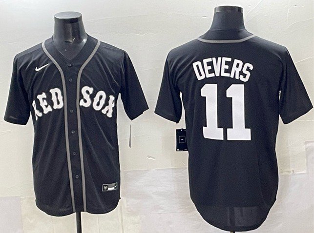 Rafael Devers Boston Red Sox #11 Black Lights Out Stitched Jersey
