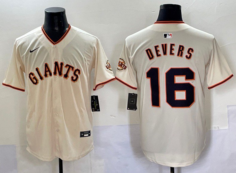 Rafael Devers  San Francisco Giants #16 Cream Jersey Stitched