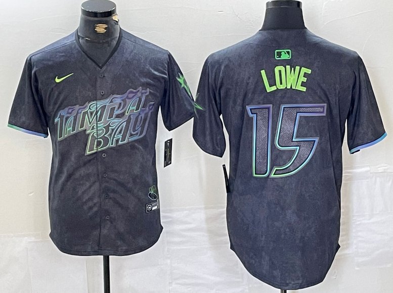 Josh Lowe Tampa Bay Rays #15 Charcoal City Connect Stitched Jersey
