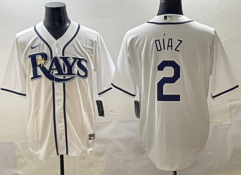 Yandy D&Atilde;&shy;az Tampa Bay Rays #2 White Stitched Jersey