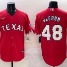 Jacob deGrom Texas Rangers #48 Red With Patch Stitched Jersey