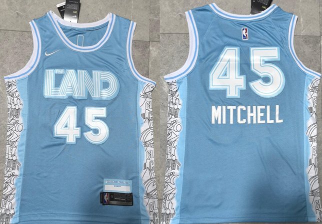 Donovan Mitchell Cleveland Cavaliers #45 Light Blue 2024-25 City Edition Stitched