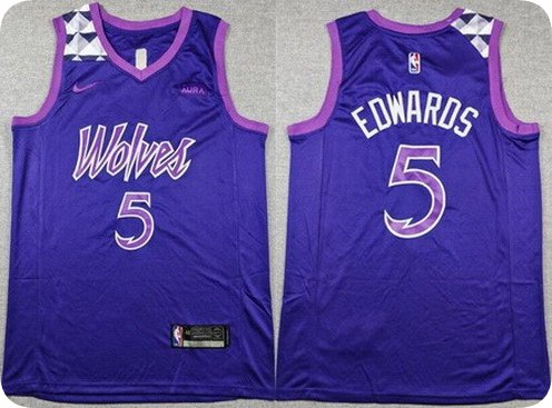 Anthony Edwards Men's Minnesota Timberwolves #5 Purple Sponsor Swingman Jersey