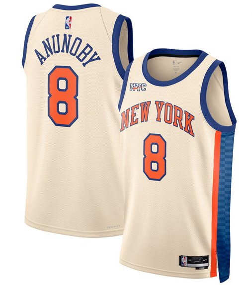 OG Anunoby Men's New Yok Knicks #8 Cream 2025-26 City Edition Swingman Stitched Jersey