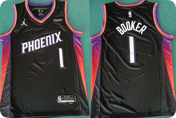 Devin Booker Men's Phoenix Suns #1 Black 2025 Statement Edition Stitched Jersey