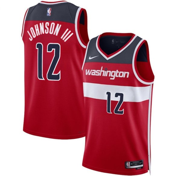 Tre Johnson III Men's Washington Wizards #12 Red 2025 Draft Icon Edition Stitched