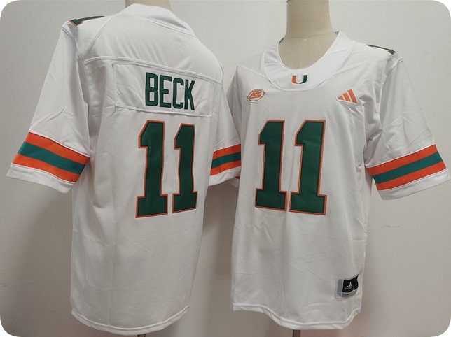 Carson Beck Miami Hurricanes #11 White Stitched Jersey