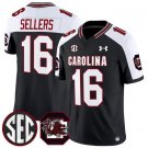 LaNorris Sellers South Carolina Fighting Gamecocks #16 Black White 2025 F.U.S.E. Stitched Jersey