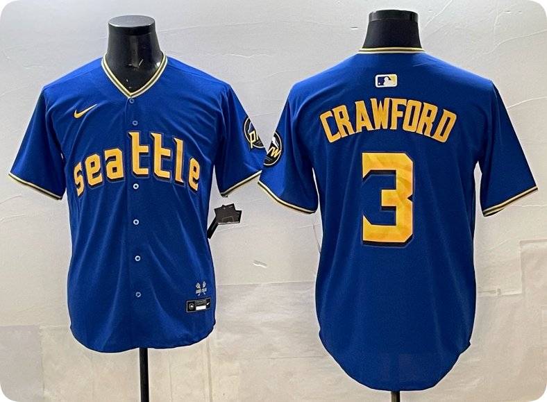 J.P. Crawford Jersey Seattle Mariners #3 Royal Stitched