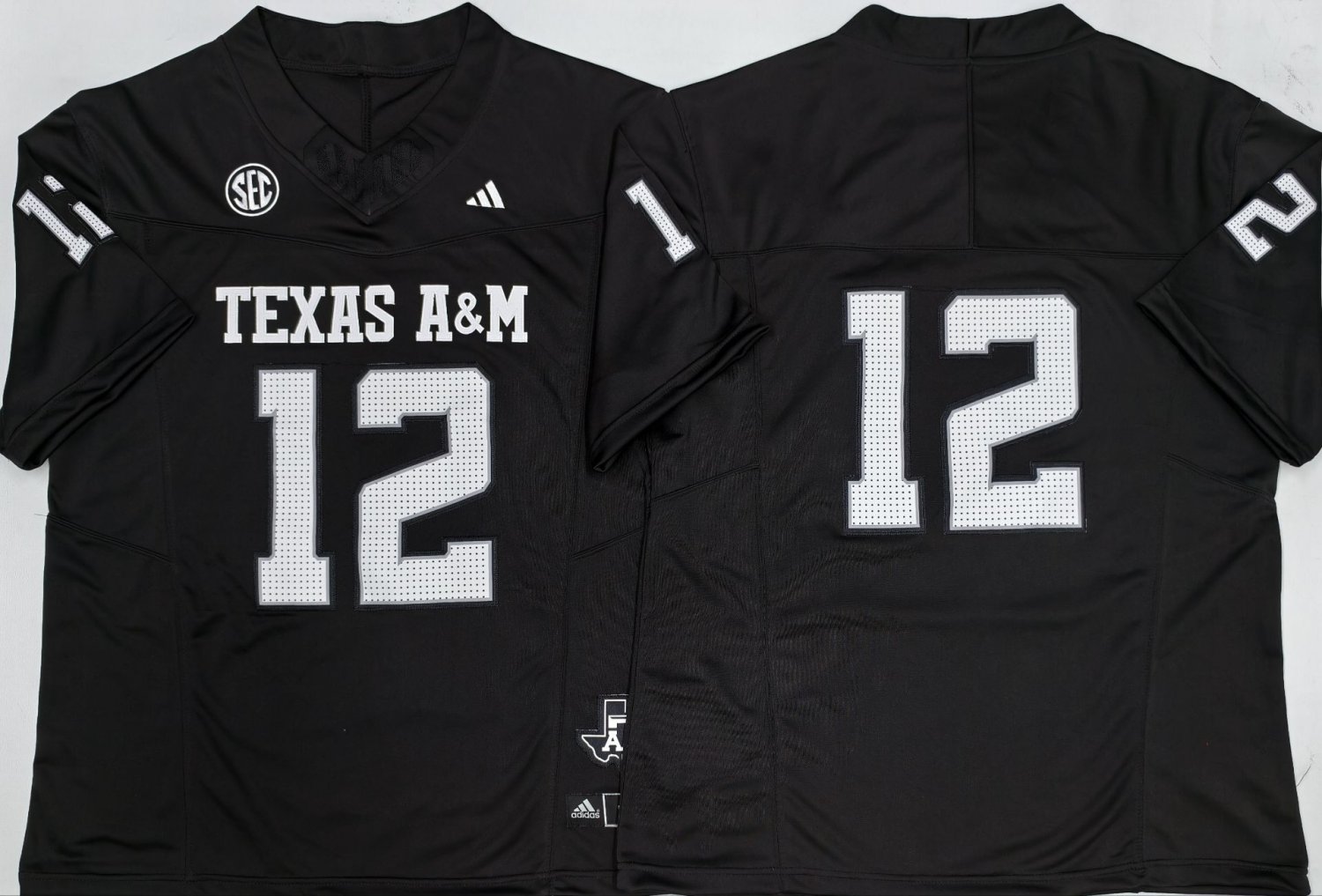Maroon Strategy Jersey Texas A&M Aggies #12 Black Stitched