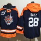Men's Detroit Tigers #28 Javier Báez Navy/Orange Lace-Up Pullover Hoodie