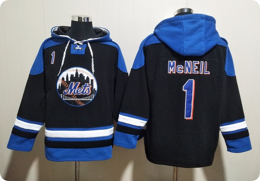 Men's New York Mets #1 Jeff McNeil Black Blue Hoodie