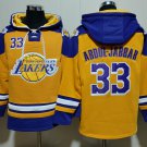 Men's Los Angeles Lakers #33 Kareem Abdul-Jabbar Yellow Lace-Up Pullover Hoodie
