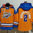 Men's Oklahoma City Thunder #2 Shai Gilgeous-Alexander Orange Blue Lace-Up Pullover Hoodie
