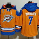 Men's Oklahoma City Thunder #7 Chet Holmgren Orange Blue Lace-Up Pullover Hoodie