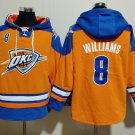 Men's Oklahoma City Thunder #8 Jalen Williams Orange Blue Lace-Up Pullover Hoodie