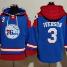 Men's Philadelphia 76ers #3 Allen Iverson Royal Lace-Up Pullover Hoodie