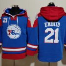 Men's Philadelphia 76ers #21 Joel Embiid Royal Lace-Up Pullover Hoodie