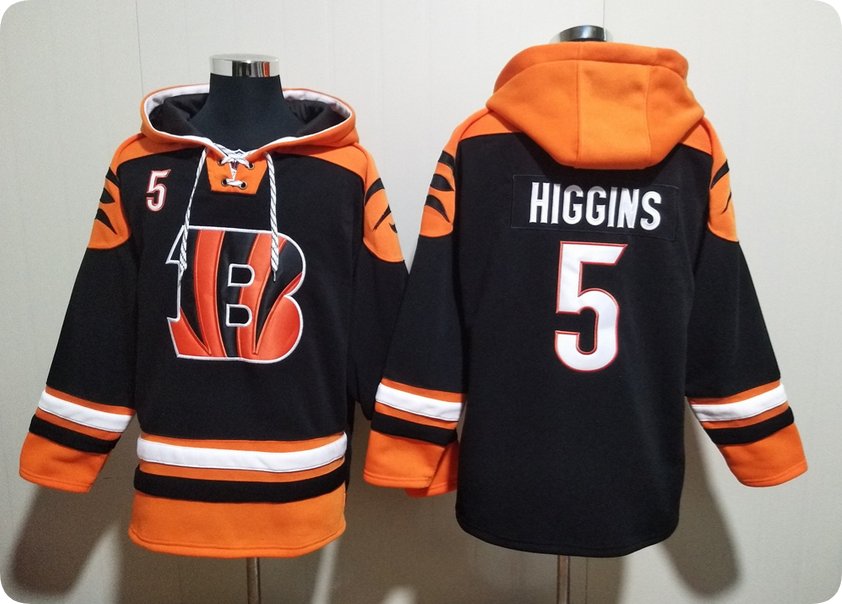 Men's Cincinnati Bengals #5 Tee Higgins Black Hoodie