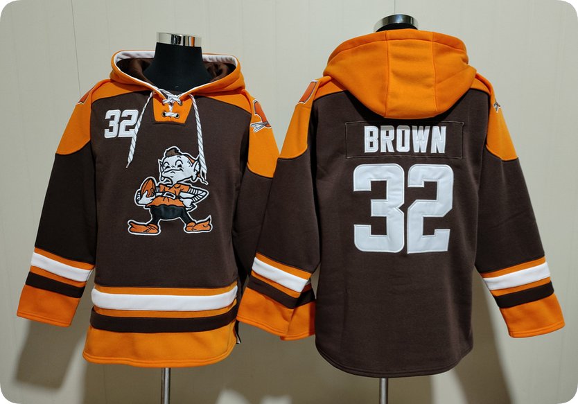 Cleveland Browns #32 Jim Brown Brown Pullover Hoodie