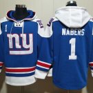 Men's York Giants #1 Malik Nabers Royal Hoodie
