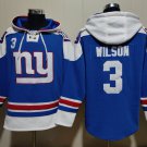 Men's New York Giants #3 Russell Wilson Royal Lace-Up Pullover Hoodie