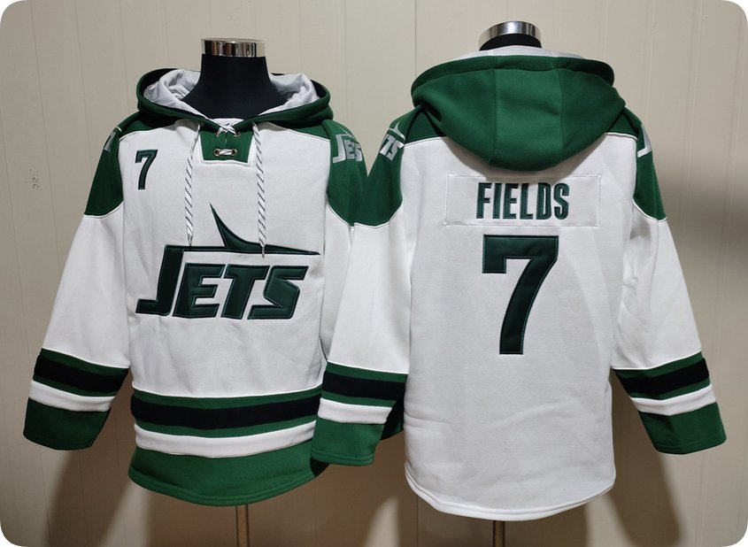 Men's New York Jets #7 Justin Fields Green Hoodie