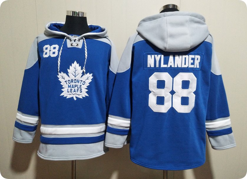 Men's Toronto Maple Leafs #88 William Nylander Blue Lace-Up Pullover Hoodie
