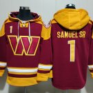 Men's Washington Commanders #1 Deebo Samuel Sr Burgundy Lace-Up Pullover Hoodie