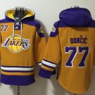 Men's Los Angeles Lakers #77 Luka Doncic Gold Lace-Up Pullover Hoodie