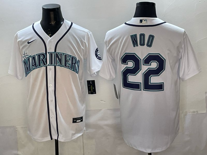Bryan Woo Jersey Seattle Mariners #22 White Stitched