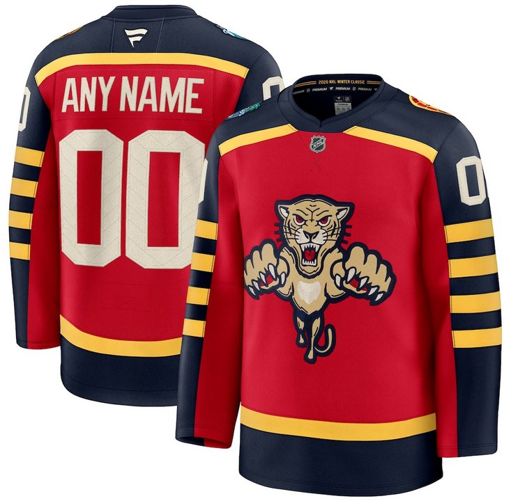Custom Florida Panthers Jersey 2026 Red Winter Classic Stitched