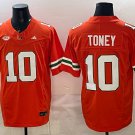 Malachi Toney Jersey Miami Hurricanes #10 Orange Stitched