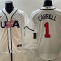 Corbin Carroll USA Baseball #1 White 2026 World Baseball Classic Home Stadium Stitched Jersey