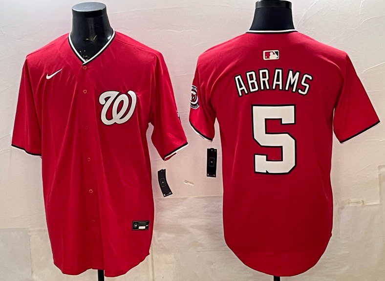 Washington Nationals #5 CJ Abrams Red Vapor Limited Stitched Jersey