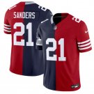 Dallas Cowboys & 49ers #21 Deion Sanders Navy Red Split Stitched Jersey