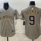 Milwaukee Brewers #9 Bob Uecker Grey Home Limited Stitched Jersey