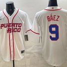 Puerto Rico Baseball #9 Javier Báez White 2026 World Baseball Classic Home Stadium Stitched Jersey