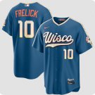 Milwaukee Brewers #10 Sal Frelick Mineral Blue 2026 City Connect Stadium Stitched Jersey