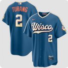 Milwaukee Brewers #2 Brice Turang Mineral Blue 2026 City Connect Stadium Stitched Jersey