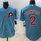 Philadelphia Phillies #2 Justin Crawford Blue Stitched Jersey