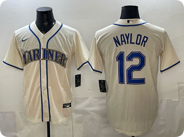 Seattle Mariners #12 Josh Naylor Cream Alternate Stitched Jersey