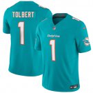 Miami Dolphins #1 Jalen Tolbert Aqua 2026 F.U.S.E. Vapor Limited  Stitched Jersey