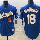 Los Angeles Dodgers #18 Yoshinobu Yamamoto Royal 2026 Gold Collection 9x & B2B Champs Patch Jersey